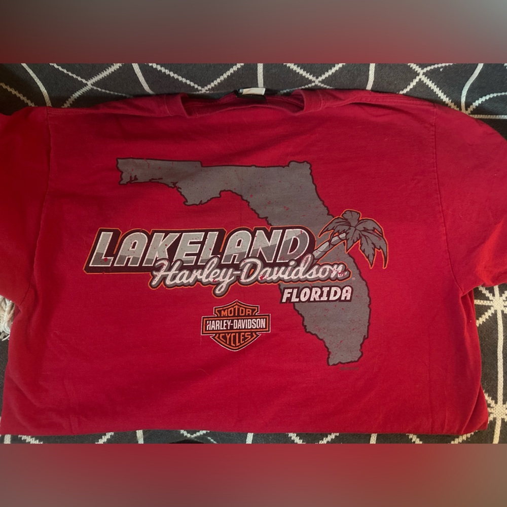 Harley-Davidson biker Santa motorcycle Christmas tee Lakeland Florida size small - Picture 7 of 8